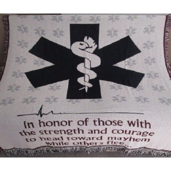 New EMT EMS Snake Afghan Tapestry Gift Throw Blanket Fire 911 Rescue First Aid - Picture 1 of 4